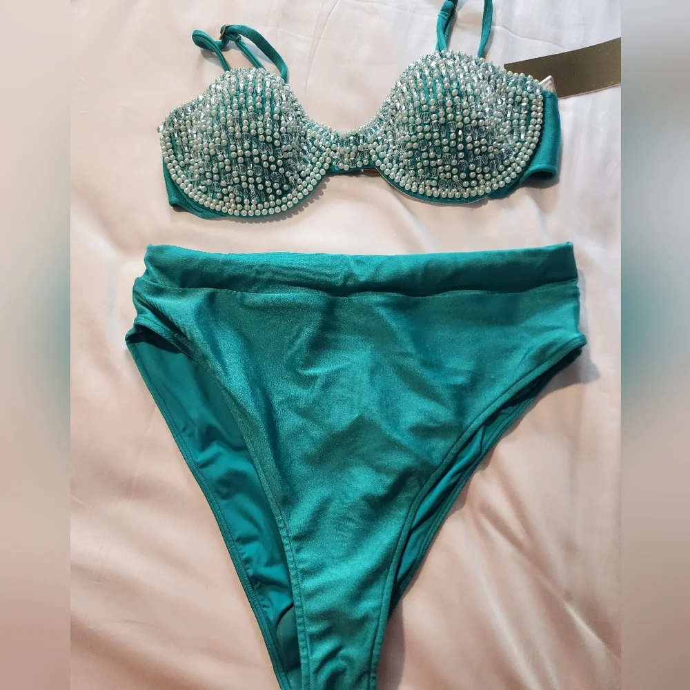 NEW Patbo Hand Beaded Bikini Top M/Bottom L - Picture 11 of 13